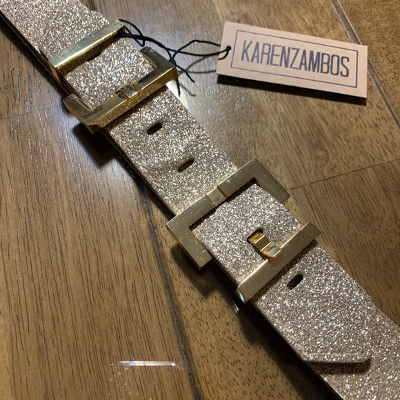 Karen Zambos Accessories - Karen Zambos Double Buckle Gold Dust Belt